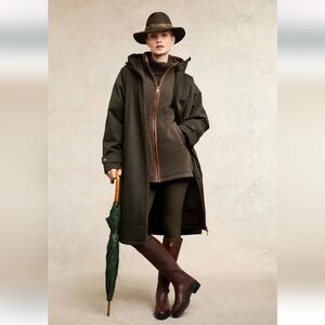 Holland Cooper Country Longline Fleece Jacket Khaki Size Large